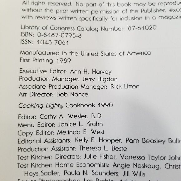 Vintage Cooking Light hardcover book cookbook first Printing 1989 - Picture 10 of 11